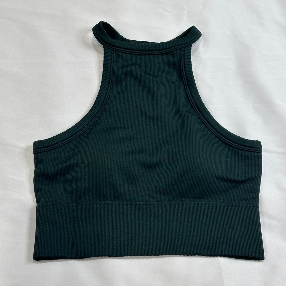 YoungLA Dark Green Ribbed High Neck Sports Bra